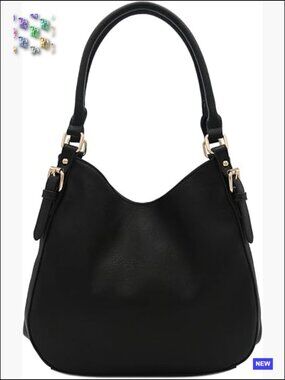 Lightweight Faux Leather Medium Hobo Bag 3 Compartment Top Handle Everyday Chic